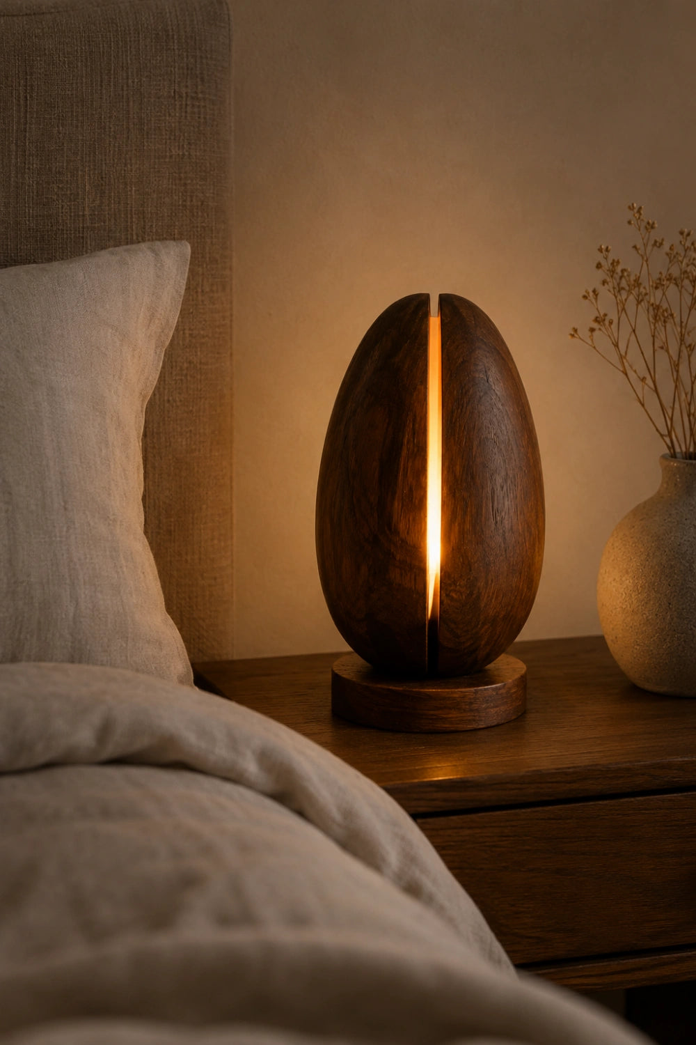 Minimalist Split Wood Lamp | Glowing Fissure Sculpture for Modern Decor & Gift