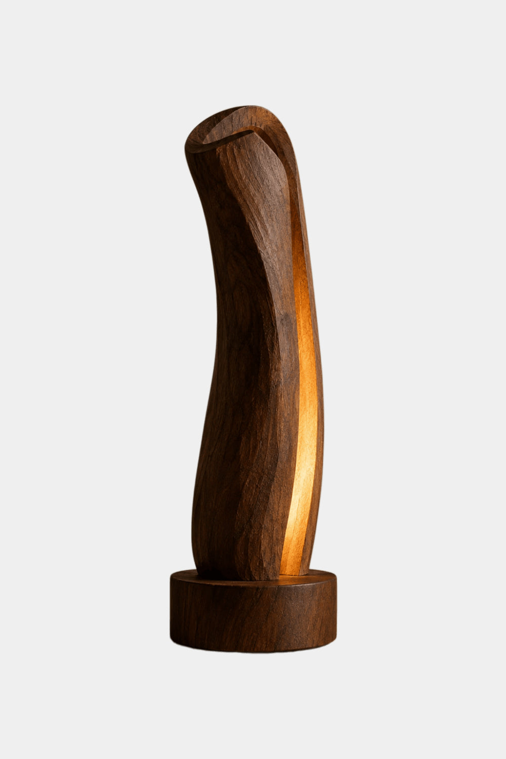 Wabi-Sabi Curved Wooden Light | Minimalist Slender Art Lamp | Modern Decor Gift
