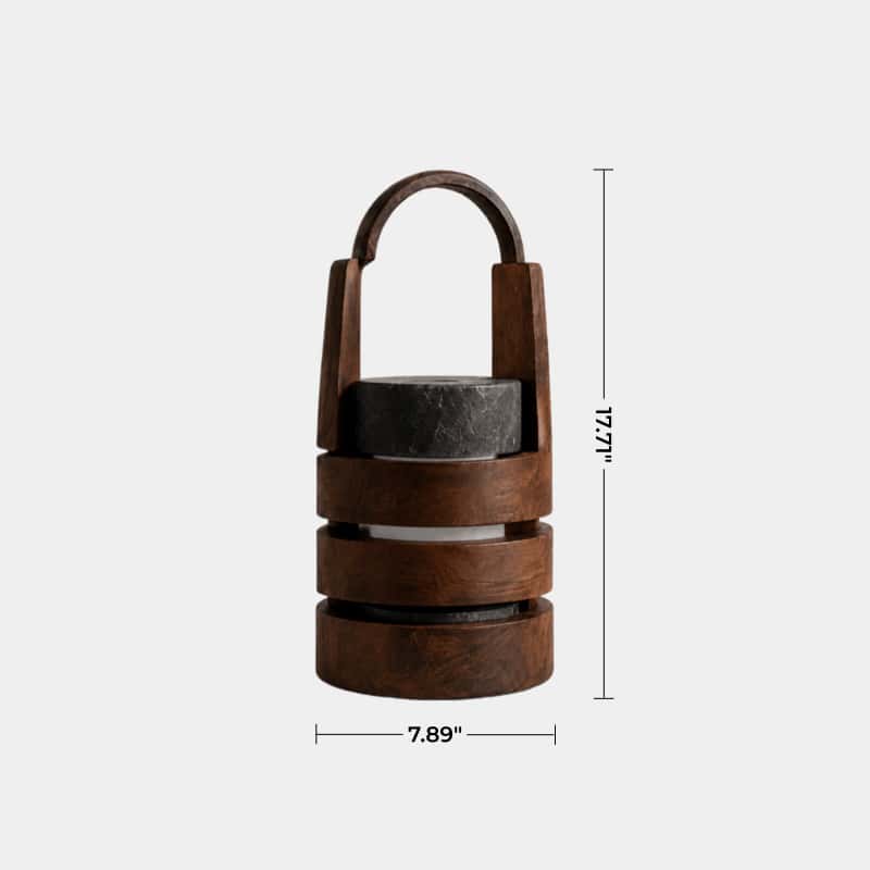 Modern Wood Lantern Table Lamp | Arch Handle Tiered Light | Unique Decorative Gift