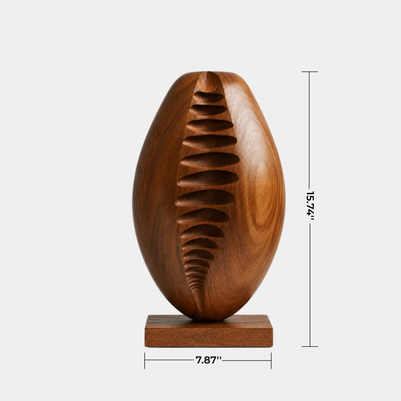 Carved Ribbed Wood Table Lamp | Modern Sculptural Decor Unique Gift Idea