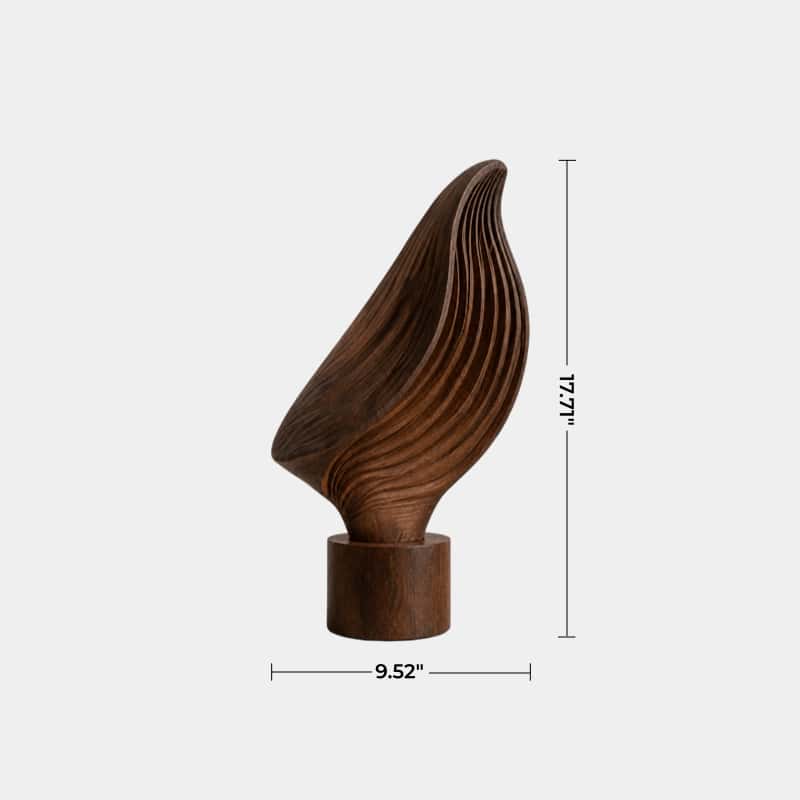 Organic Ribbed Leaf Wood Lamp | Sculptural Rippled Table Light for Decor & Gift