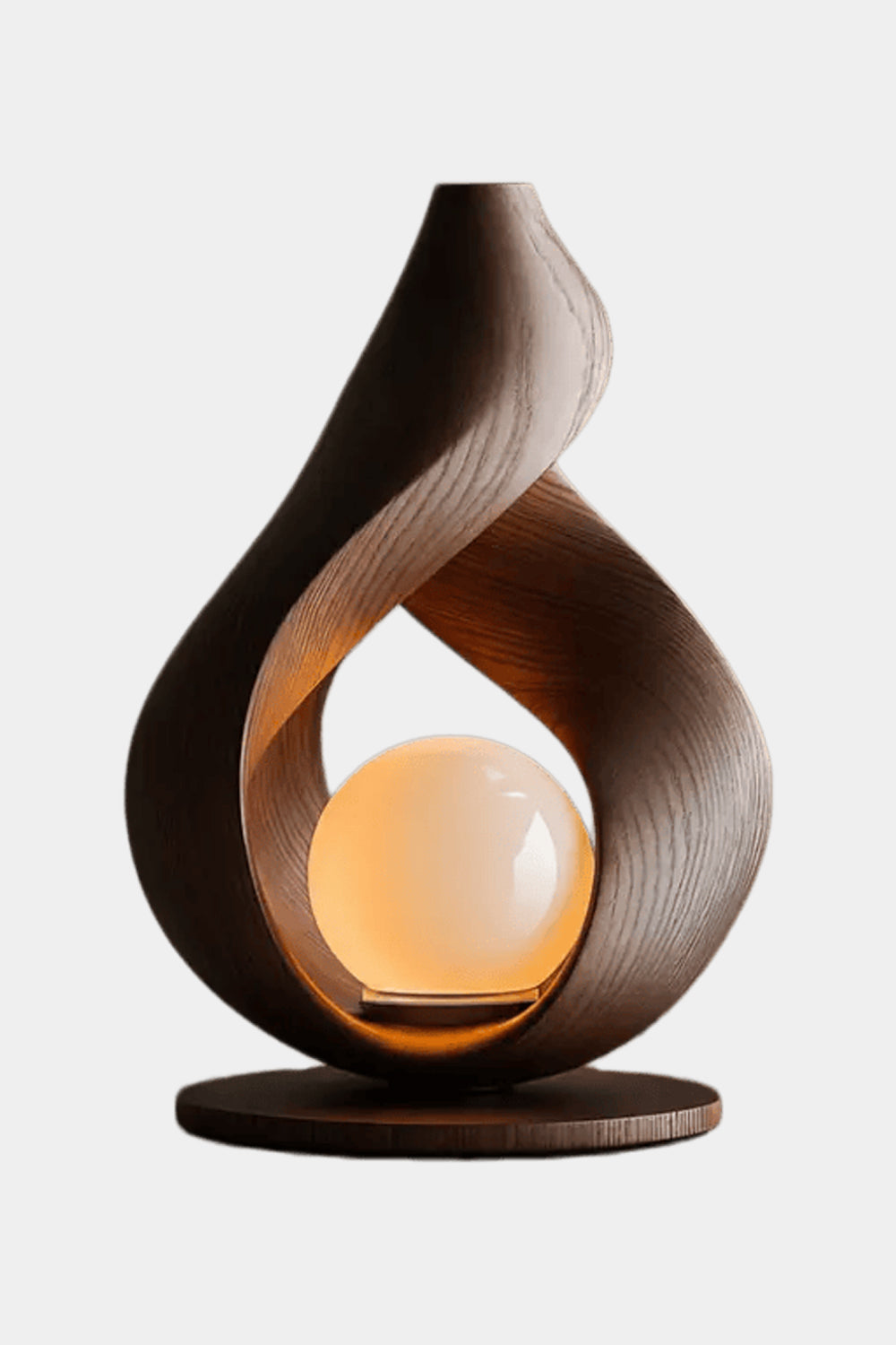 Fluid Teardrop Wood Orb Lamp | Sculptural Organic Decor Aesthetic Gift