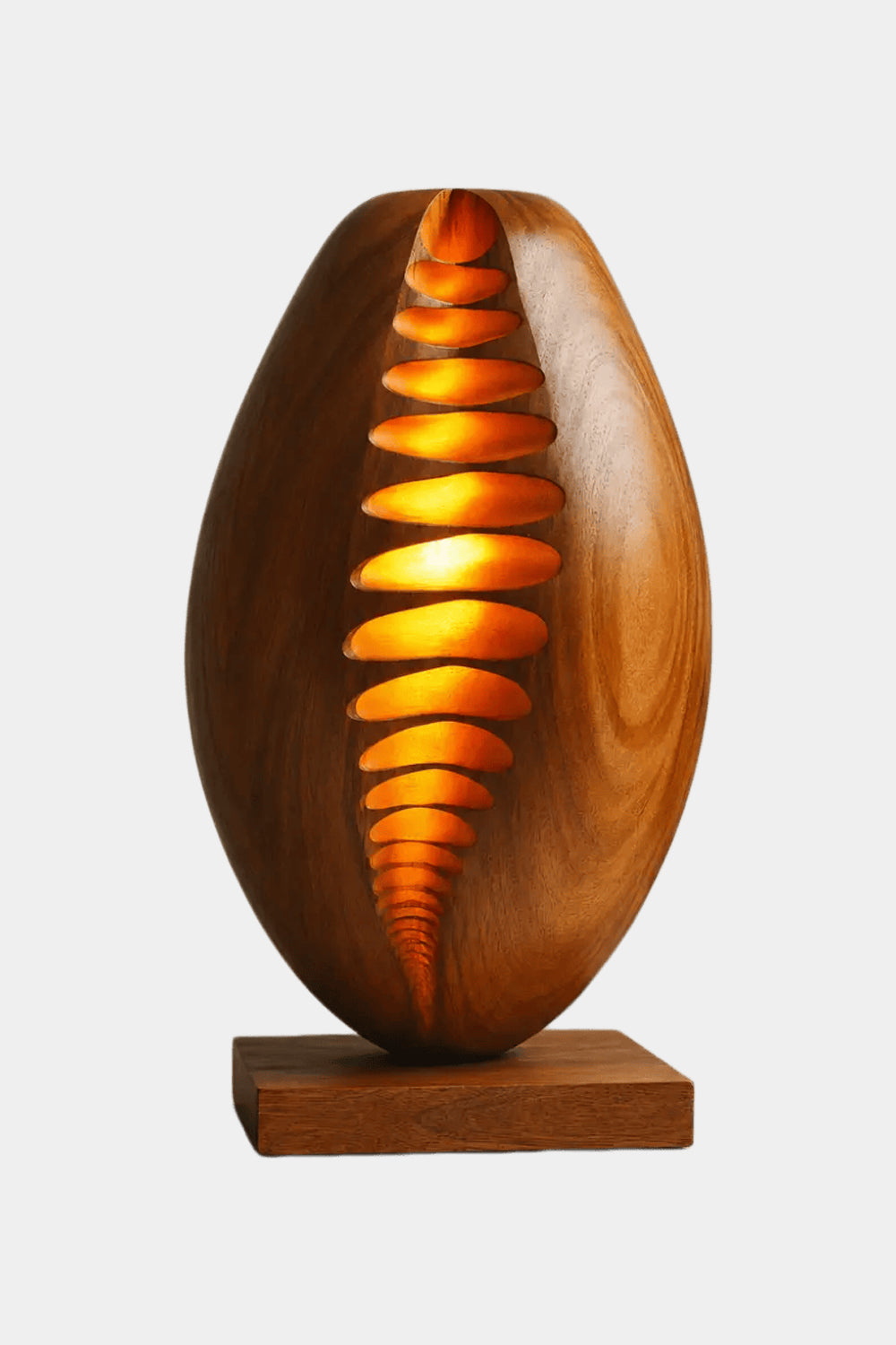 Carved Ribbed Wood Table Lamp | Modern Sculptural Decor Unique Gift Idea
