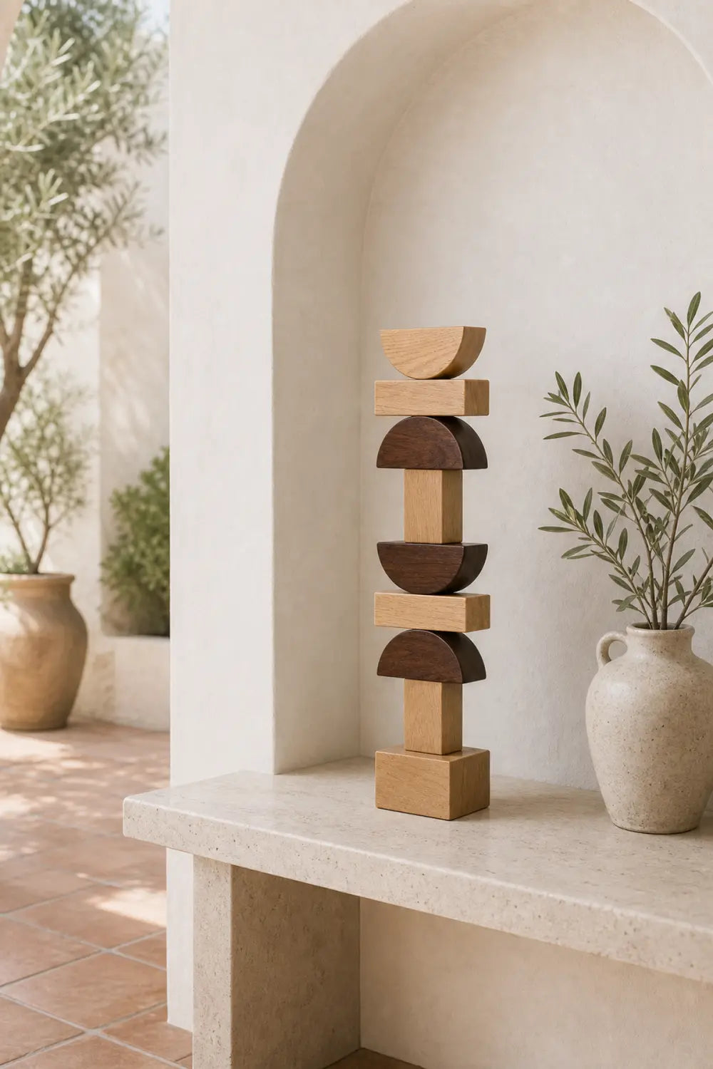 Large Modern Geometric Wood Sculpture For Entryway And Living Room Decor