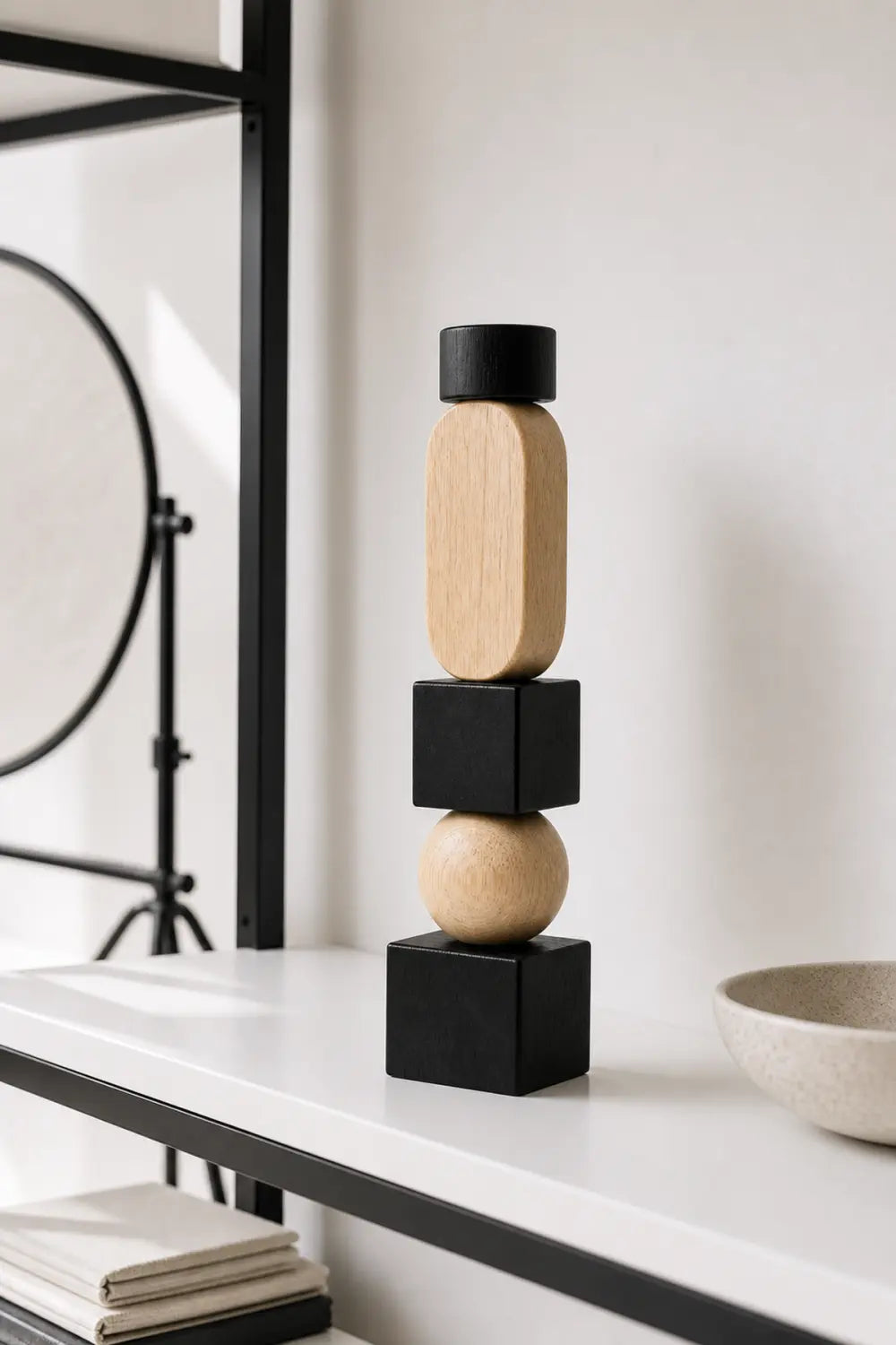 Large Handmade Abstract Wood Sculpture Modern Minimalist Floor Standing Art For Living Room Decor