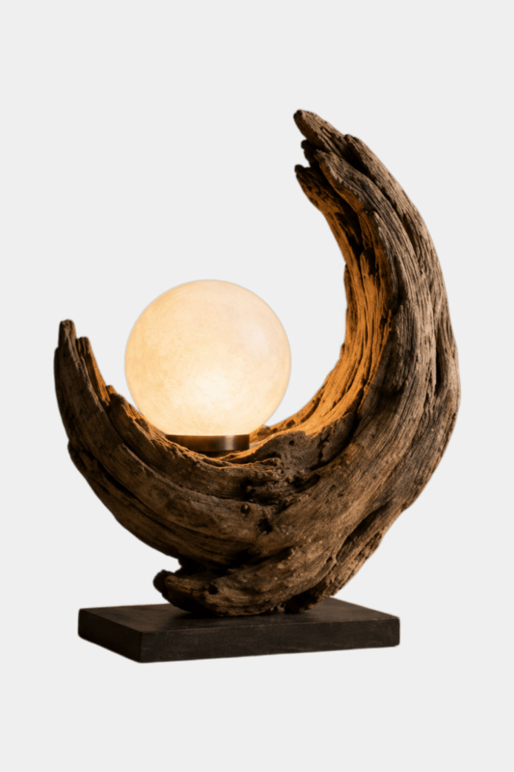 Handcrafted Wooden Sculpture Lamp Abstract Design For Living Room And Bedroom