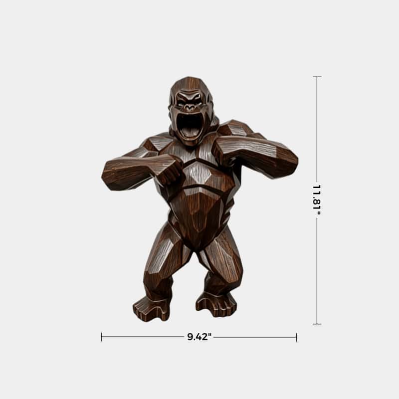 Hand Carved Walnut Gorilla Sculpture Modern Abstract Animal Statue For Home Decor