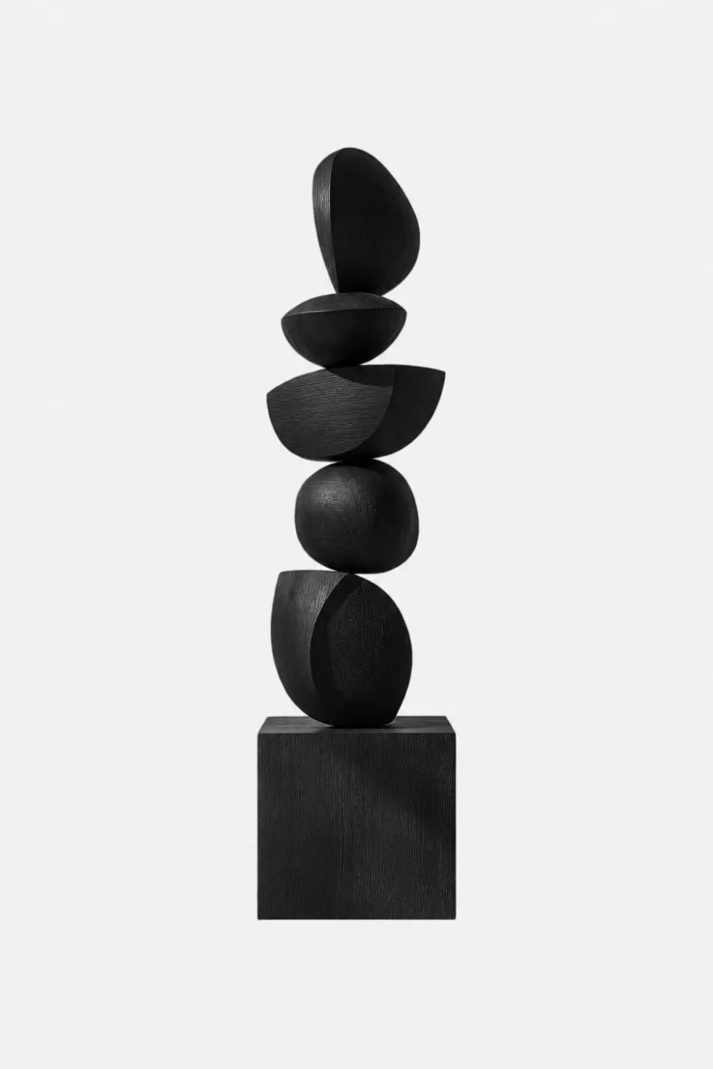 Large Black Wooden Abstract Sculpture For Modern Minimalist Home Decor And Living Room Accent