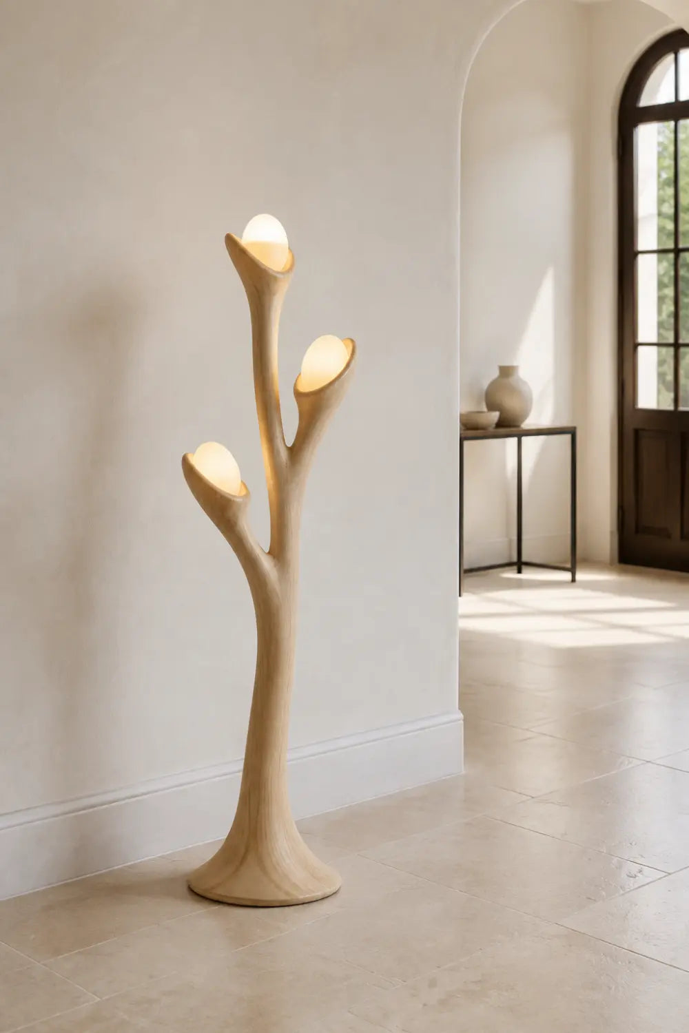 Organic Wood Floor Lamp With Branch Inspired Sculptural Design For Modern Living Rooms