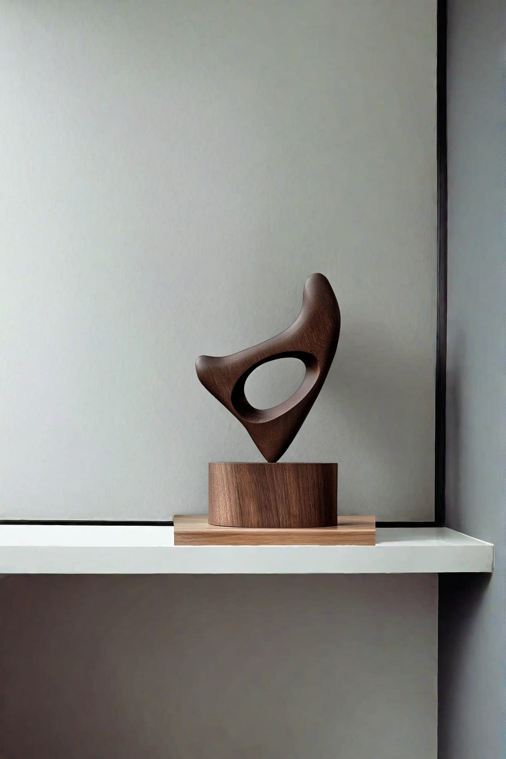 Hand Wood Carving Abstract Wooden Sculpture Geometric Wood Art Deco