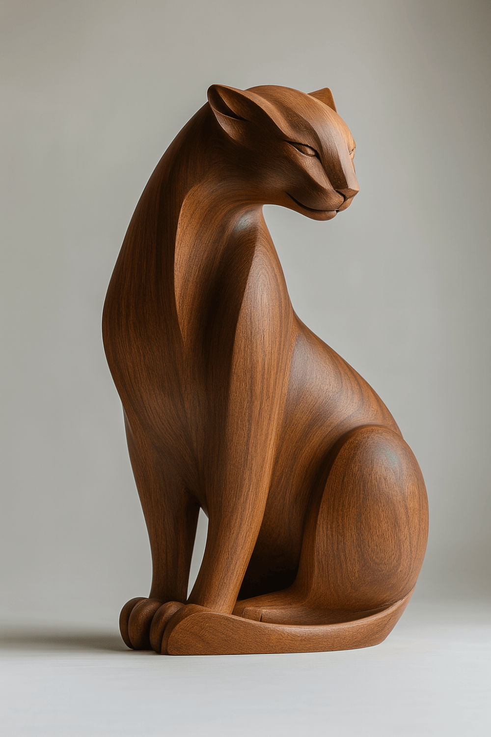 Modern Animal Wooden Cheetah Sculpture Artistic Wooden Cheetah Statue