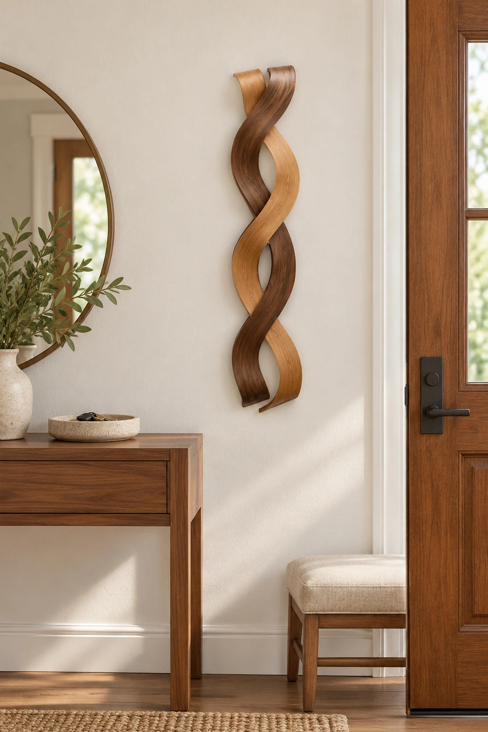 Modern Wooden Wall Art With Abstract Twisted Ribbon Design For Contemporary Homes