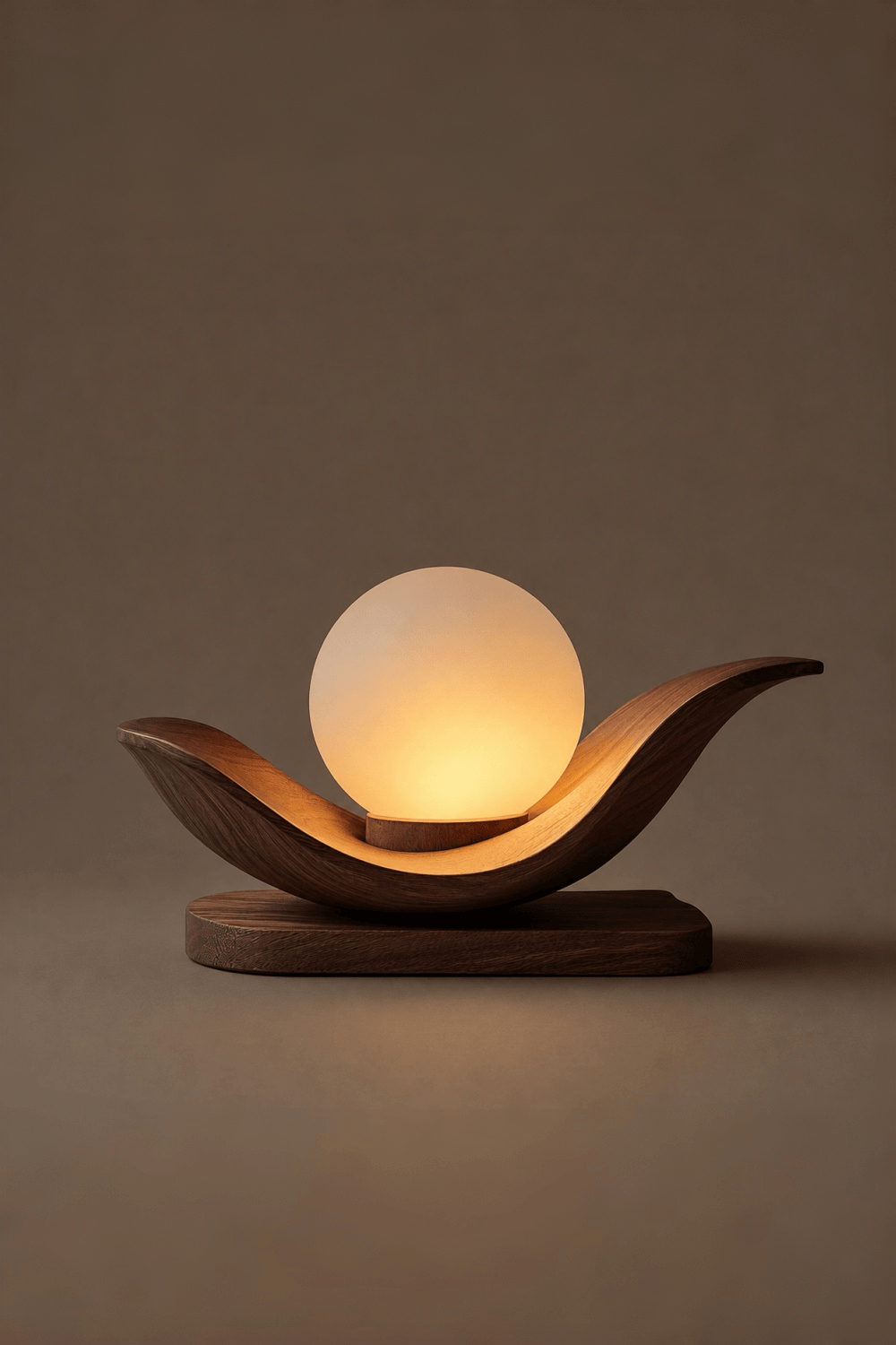 Minimalist Wooden Cradle Desk Lamp | Horizontal Sphere Tray Accent Light | Cozy Space Gift