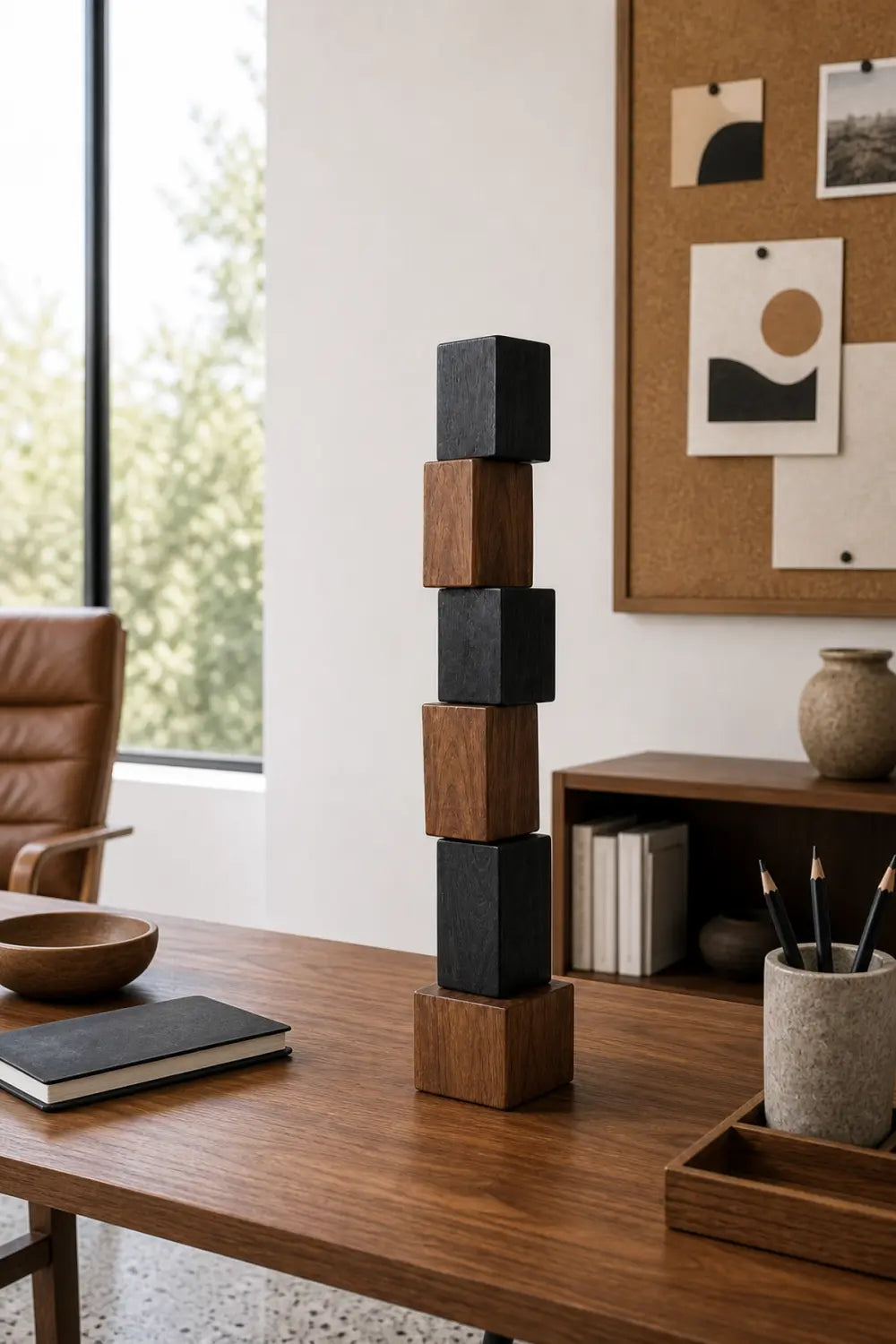 Large Abstract Wooden Floor Sculpture Modern Minimalist Home Decor Art Piece For Living Room