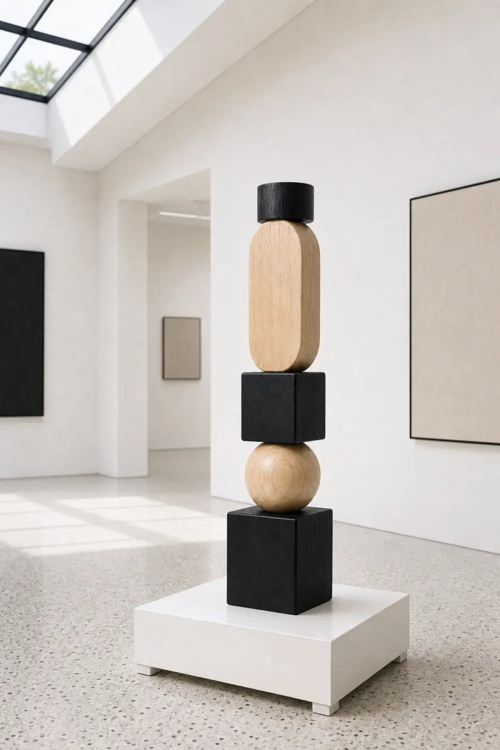 Large Handmade Abstract Wood Sculpture Modern Minimalist Floor Standing Art For Living Room Decor