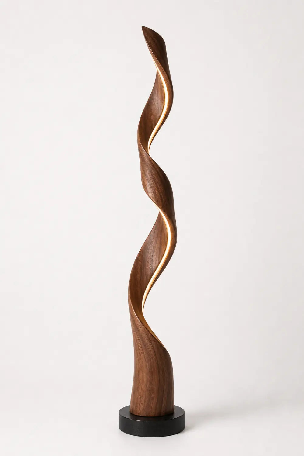 Handcrafted Spiral Wooden Floor Lamp With Warm LED Light For Modern Living Rooms And Luxury Interiors