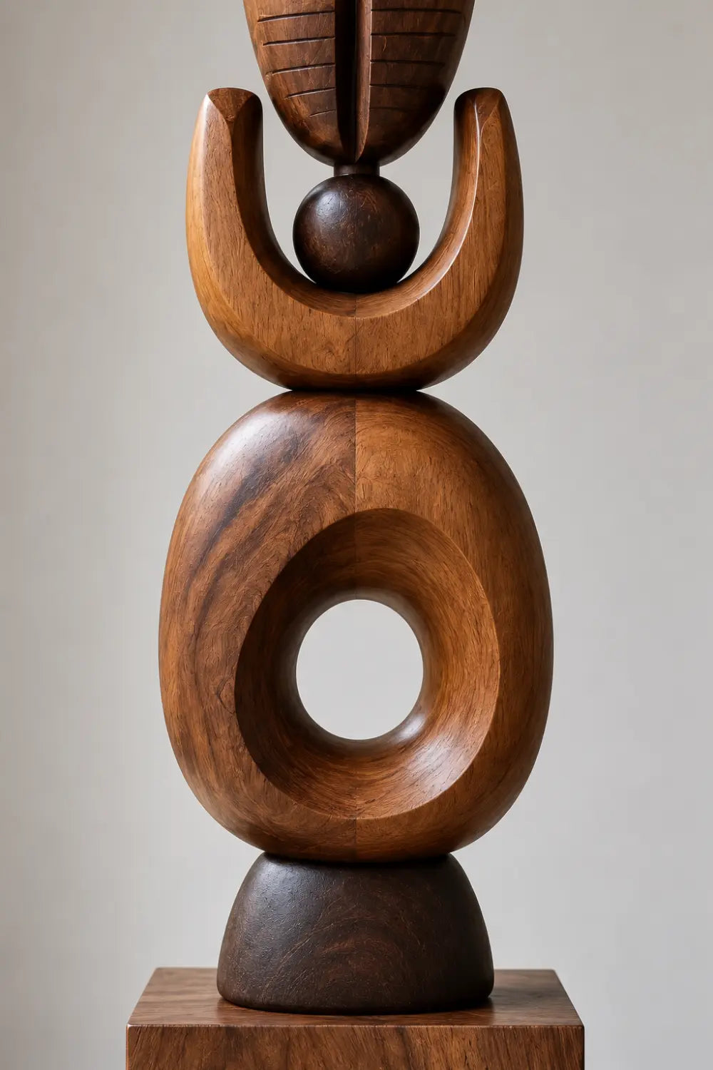 Abstract Stacked Wood Floor Sculpture | Aesthetic Standing Statue For Living Space