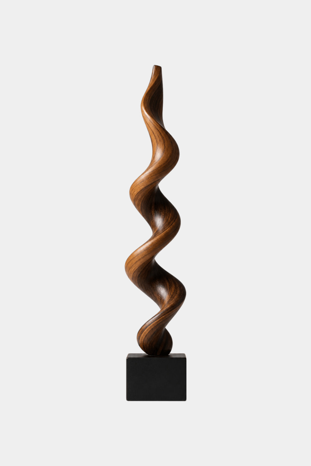 Large Hand-Carved Walnut Wood Spiral Sculpture For Modern Abstract Home Decor