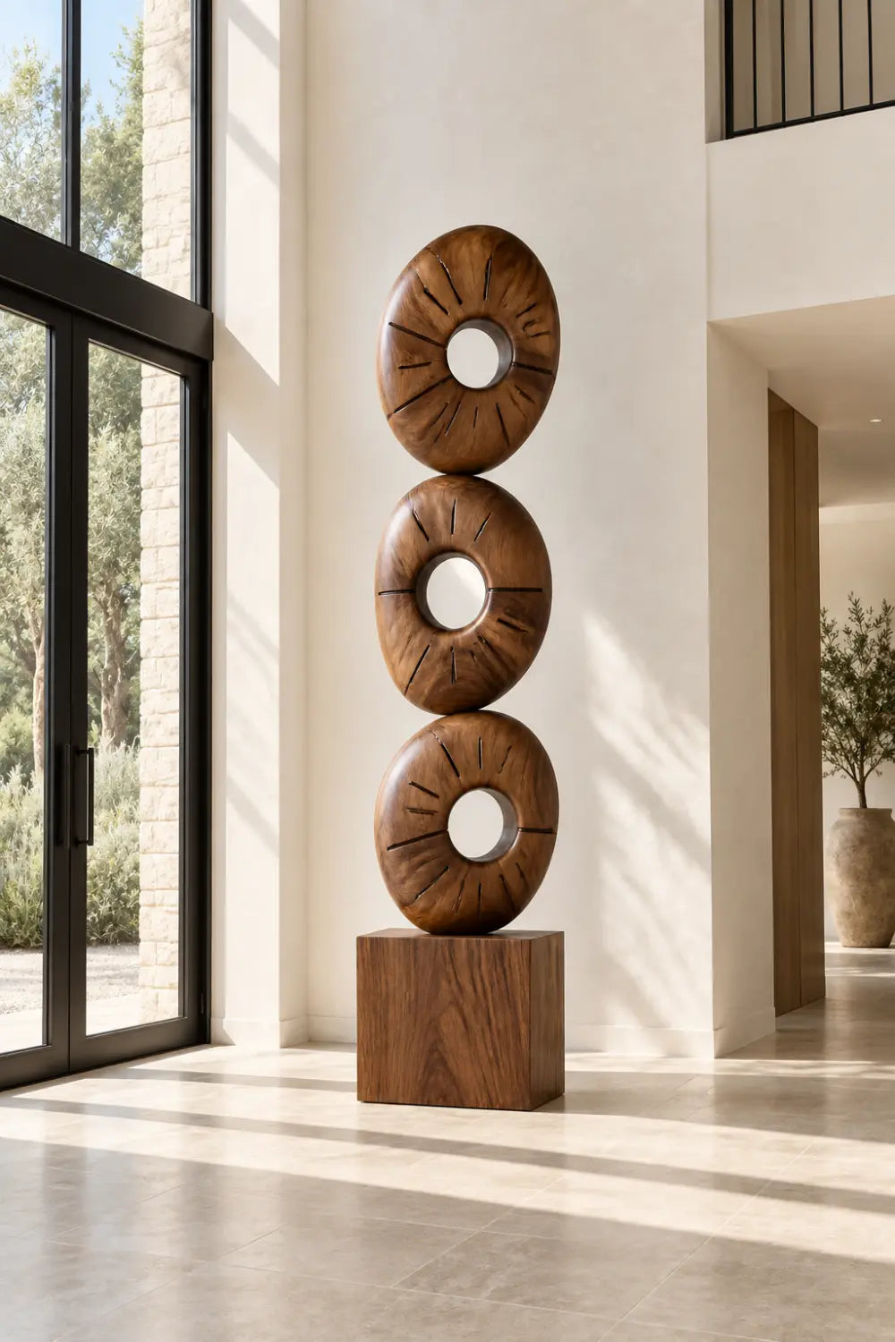 Modern Minimalist Floor Standing Wooden Sculpture For Living Room Decor