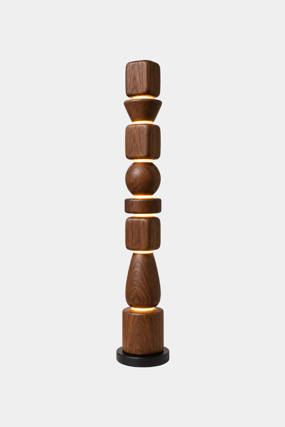 Sculptural Wooden Lamp Abstract Geometric Totem Style Lighting Fixture For Luxury Home Interiors