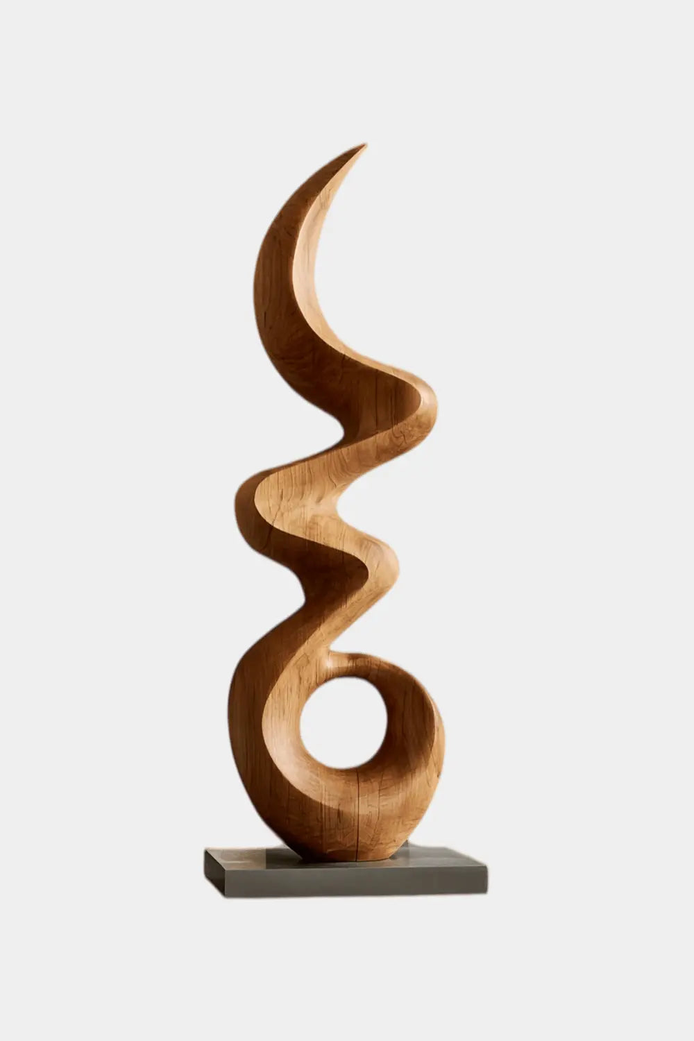 Large Abstract Oak Wood Sculpture For Modern Home Decor