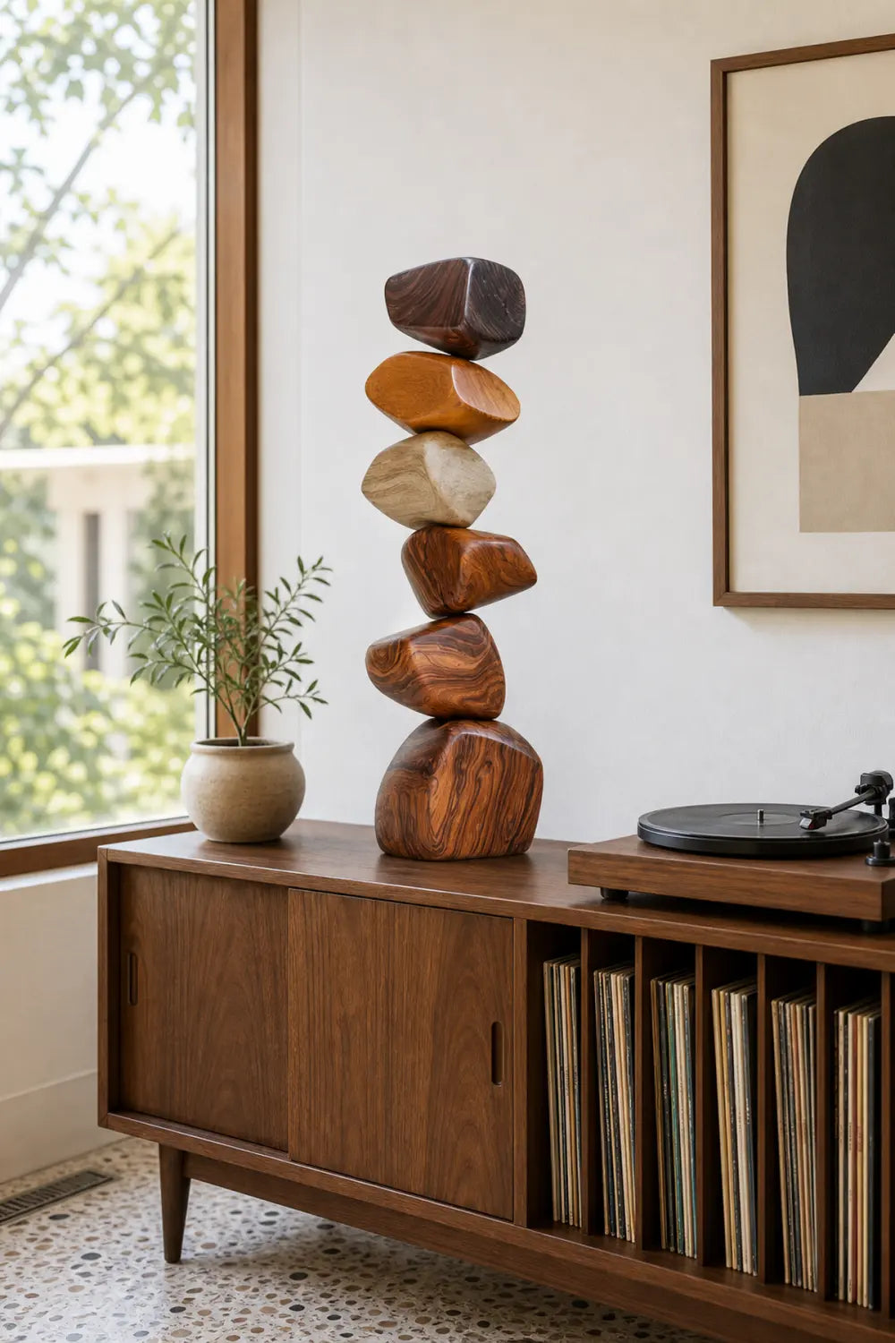 Large Abstract Wooden Floor Sculpture Minimalist Home Decor Art Piece For Living Room