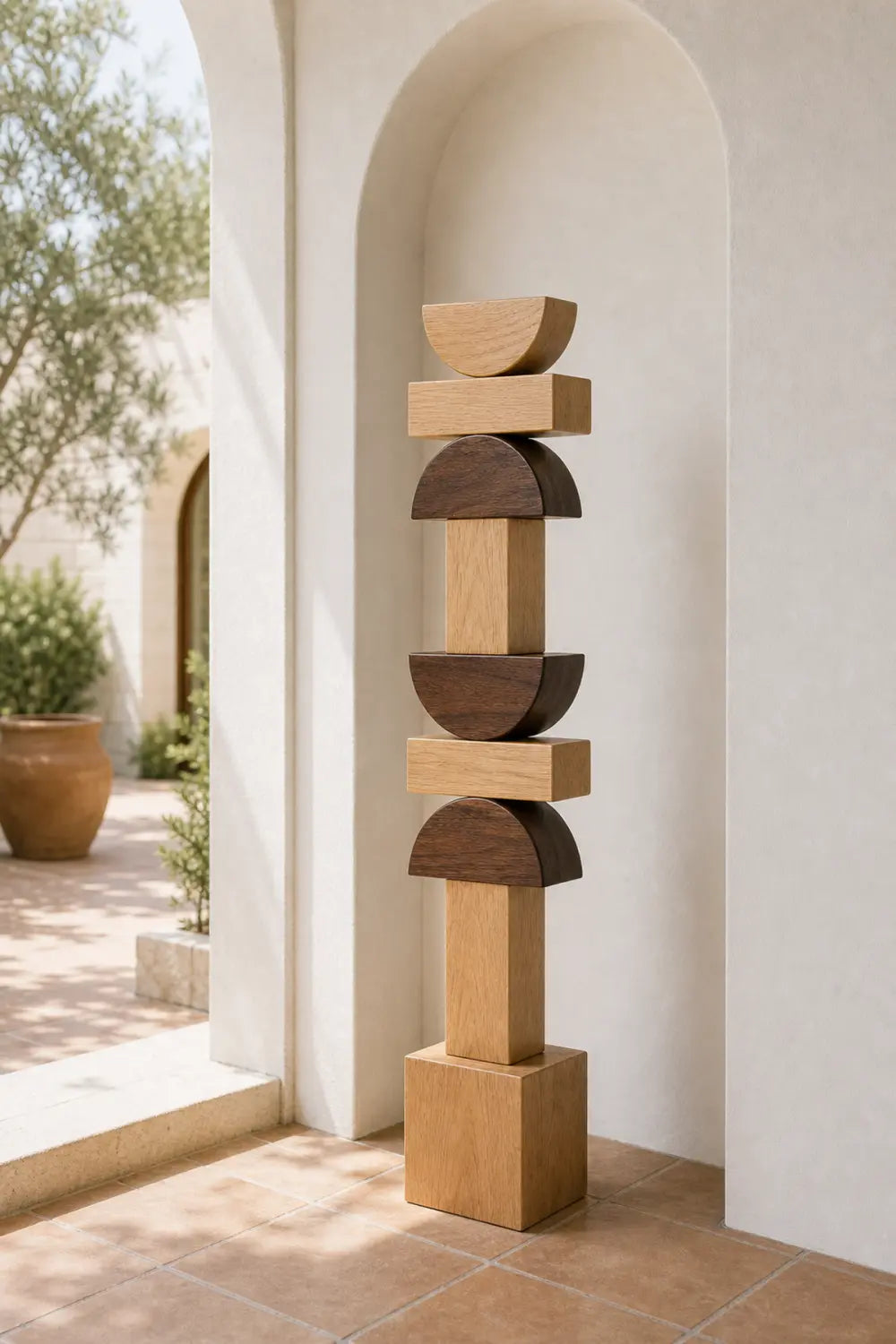 Large Modern Geometric Wood Sculpture For Entryway And Living Room Decor