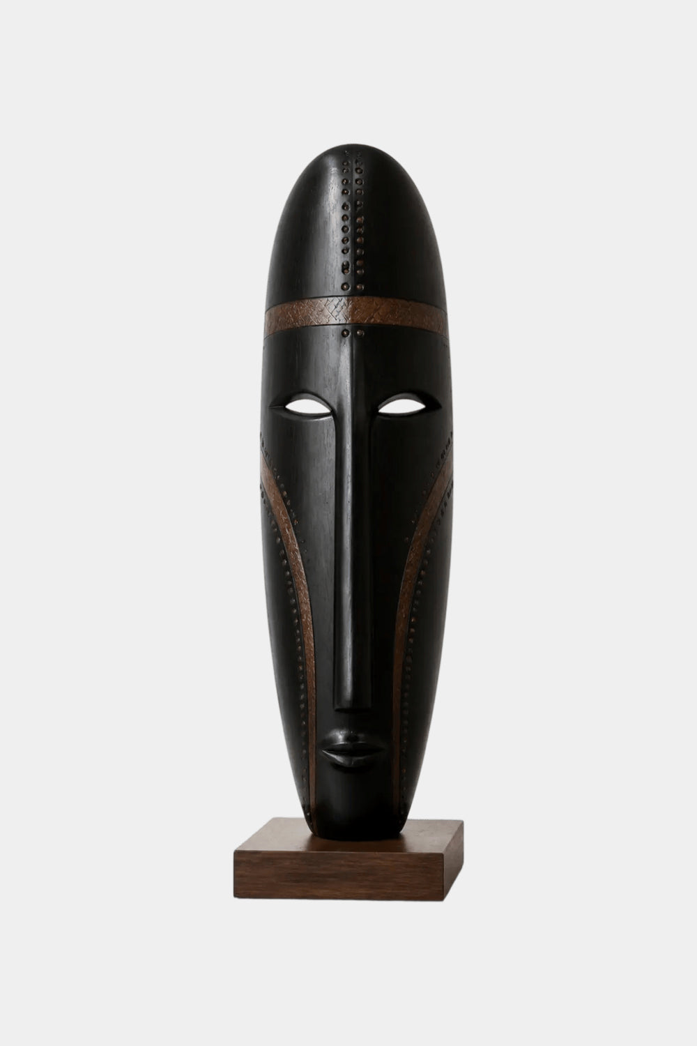 Large Black Walnut Wood Tribal Face Sculpture For Modern Home Decor