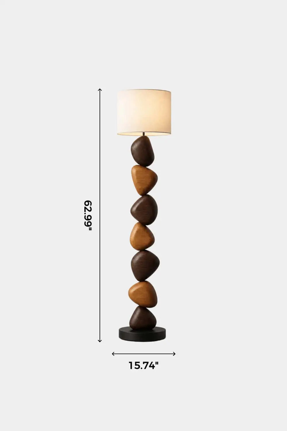 Modern Abstract Wood Floor Lamp With Stacked Pebble Design For Living Room Decor