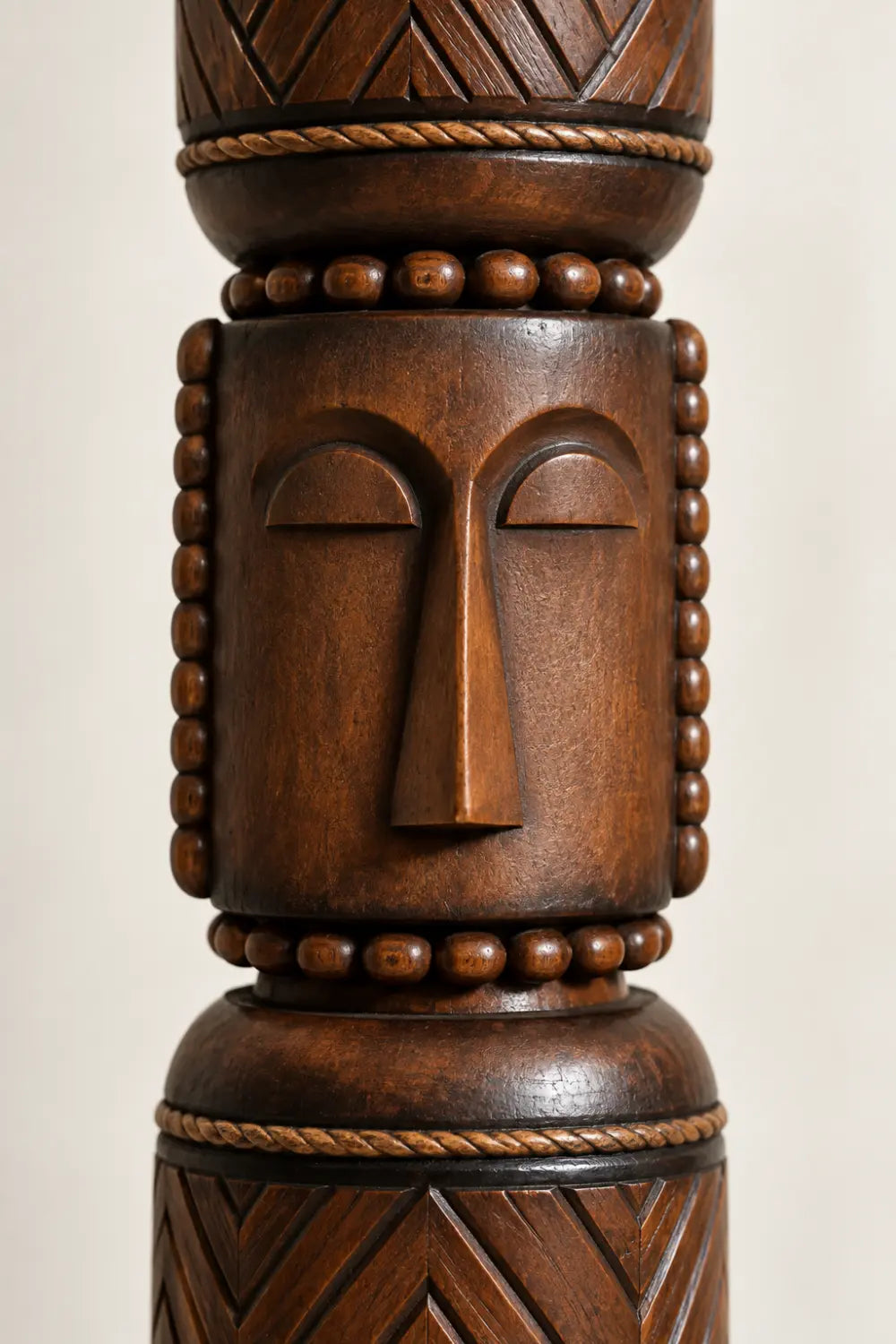 Hand Carved African Tribal Large Wood Sculpture Totem Floor Statue For Modern Home Decor