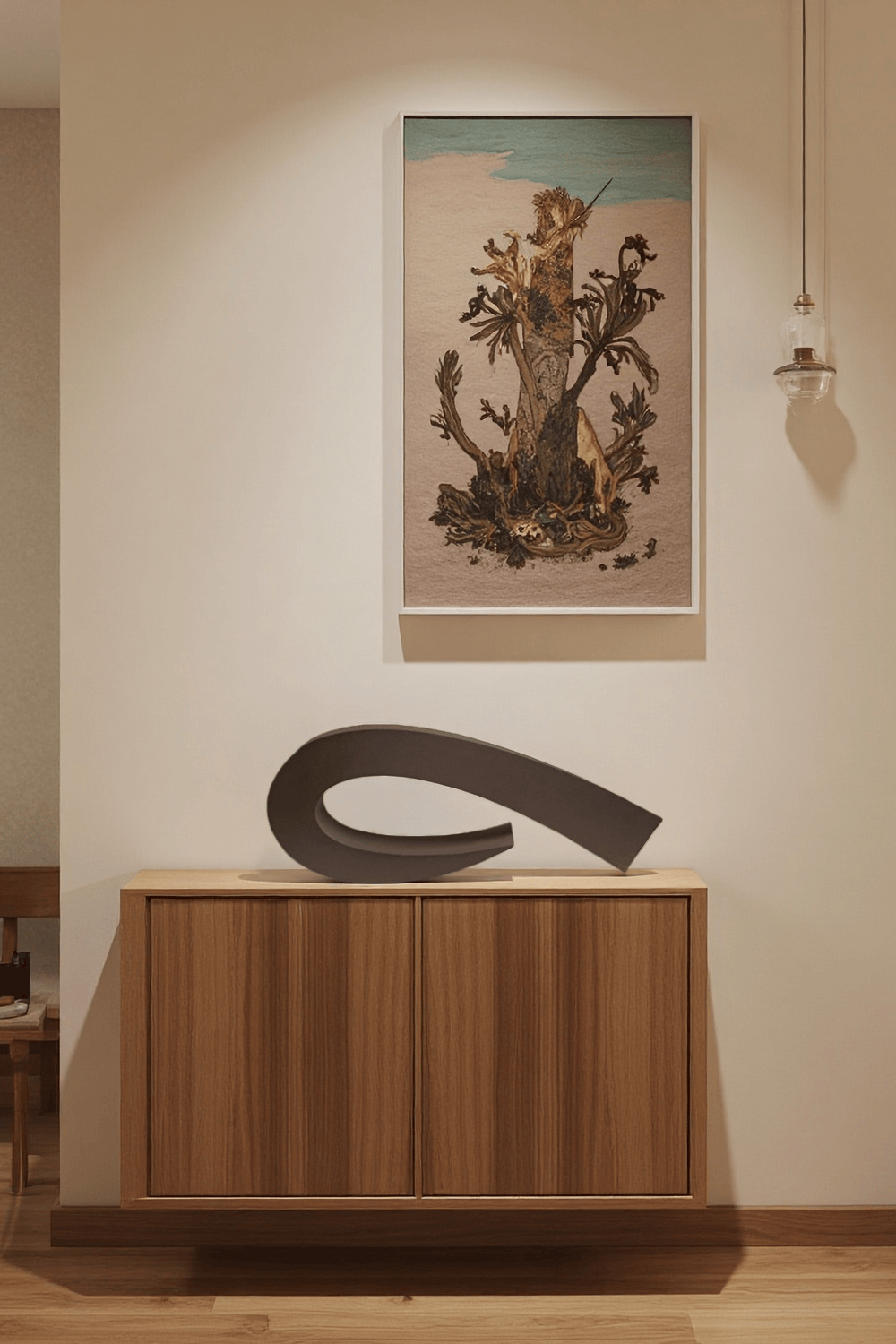 Curved Abstract Wooden Sculpture Modern Handcrafted Minimalist Décor Art