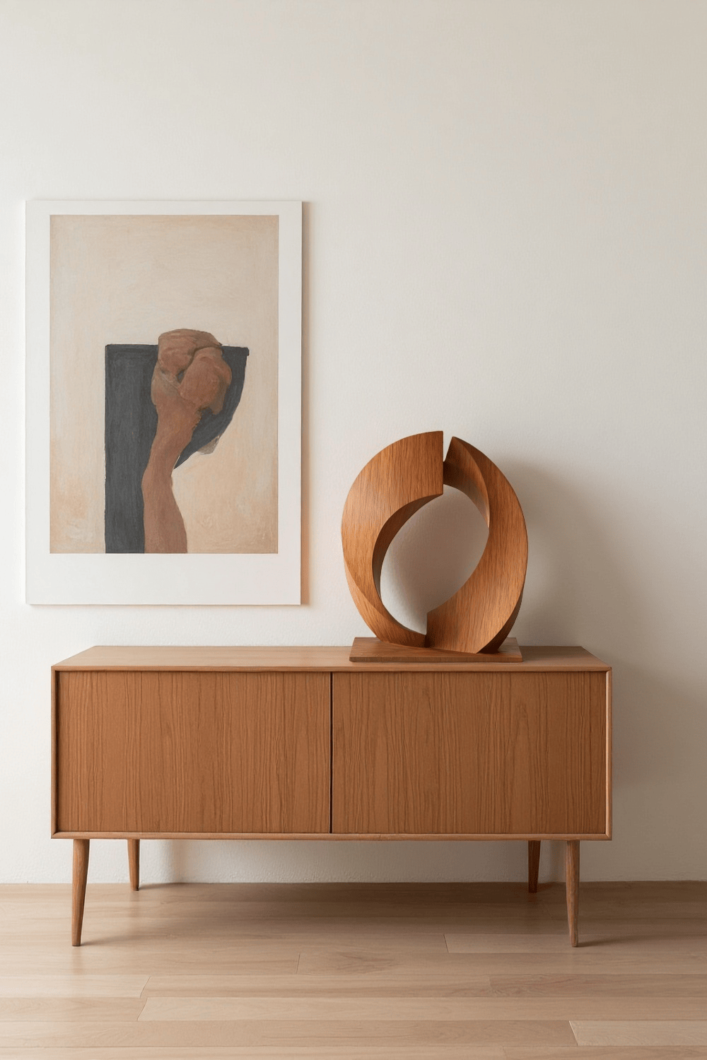 Handcrafted Abstract Wooden Sculpture Modern Minimalist Home Art Décor