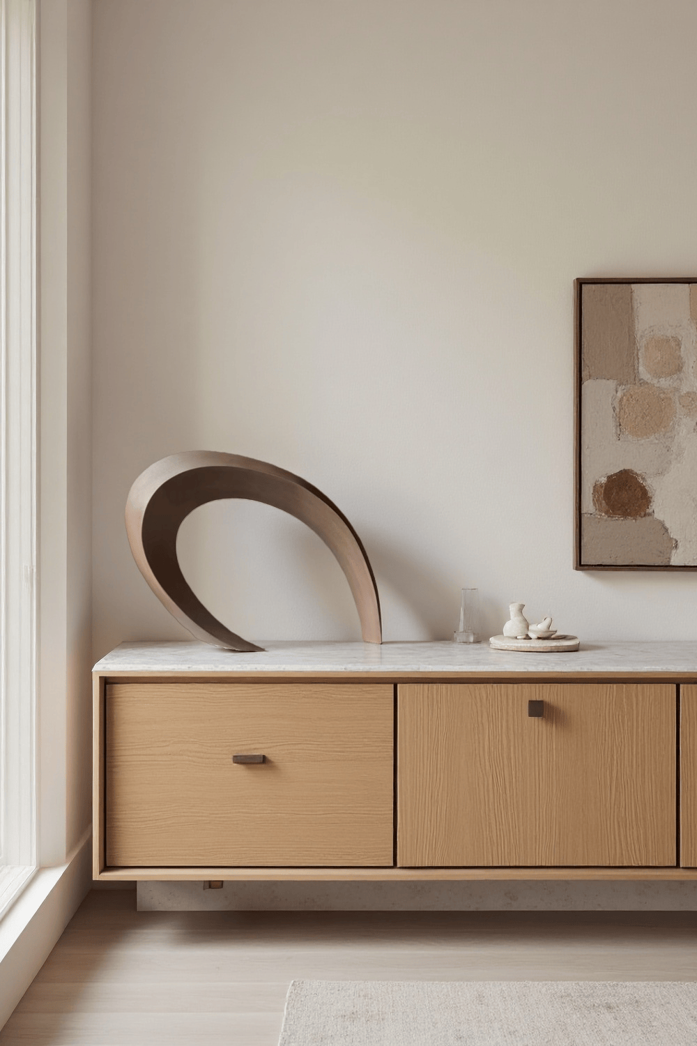 Handcrafted Abstract Wooden Sculpture Modern Minimalist Home Art Décor