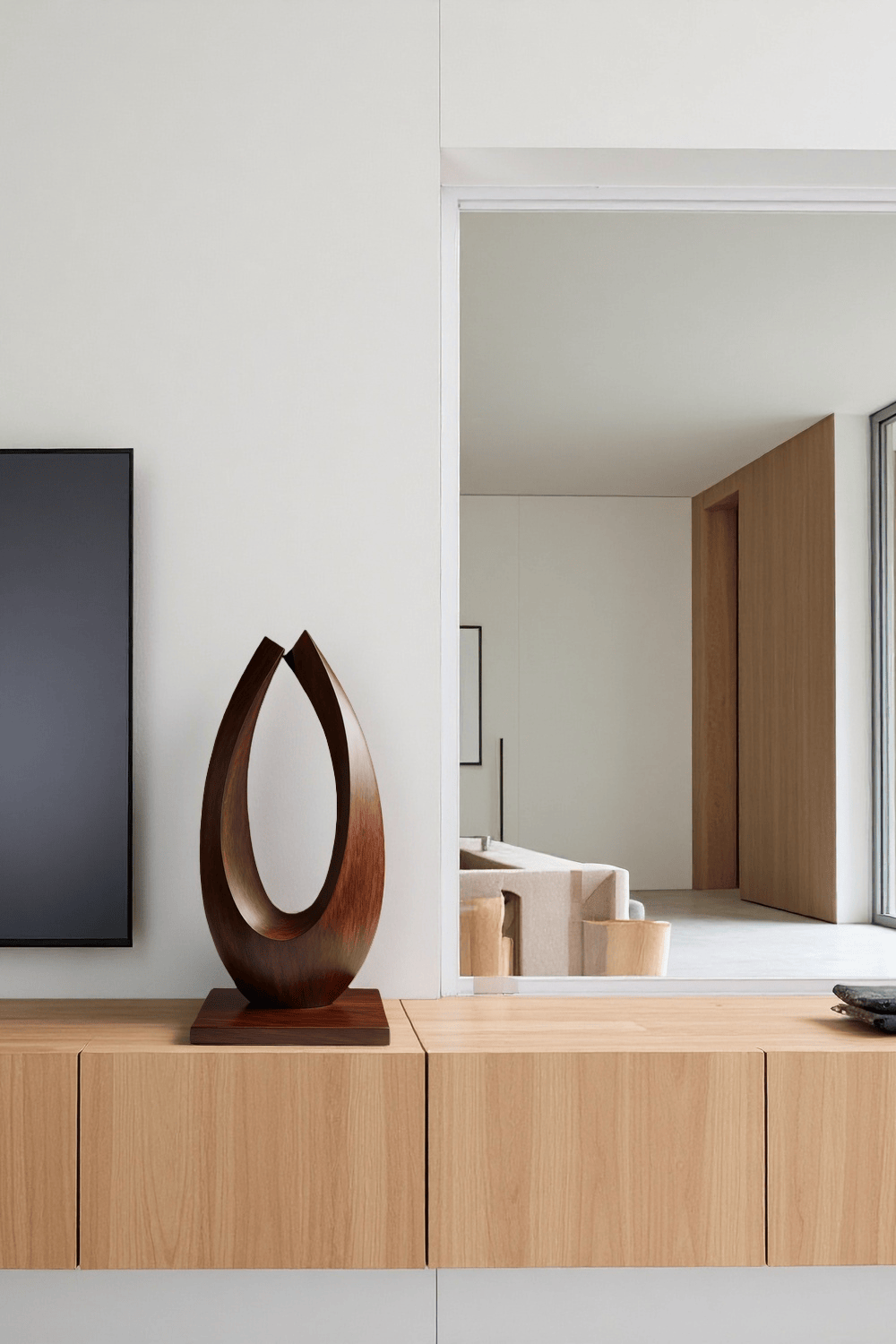 Modern Abstract Wooden Sculpture Handcrafted Luxury Home Décor Wood Art