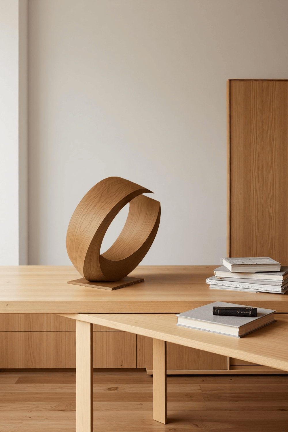 Modern Wooden Sculpture Abstract Handcrafted Wood Carving Statue Wooden Art Decor