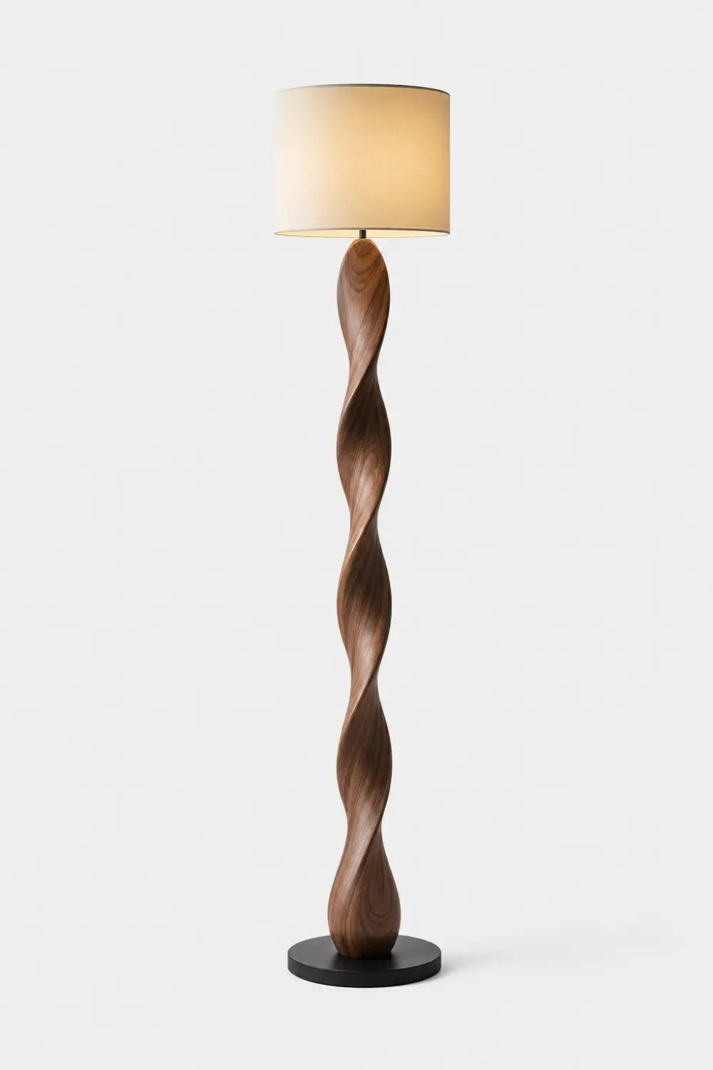 Artistic Spiral Wood Floor Lamp Ideal For Modern Living Rooms And Bedrooms