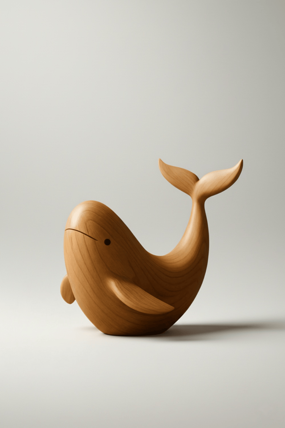 Modern Wooden Fish Sculpture Abstract Handcarved Decor Piece Wood Art