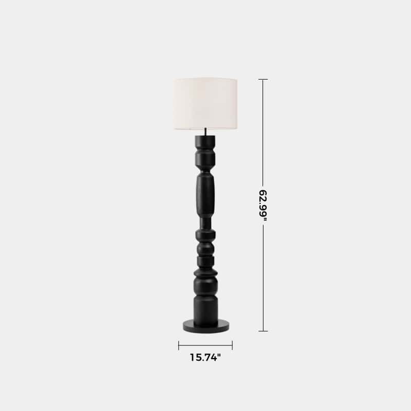 Sculptural Wooden Floor Lamp In Matte Black Finish With Abstract Form For Contemporary Homes