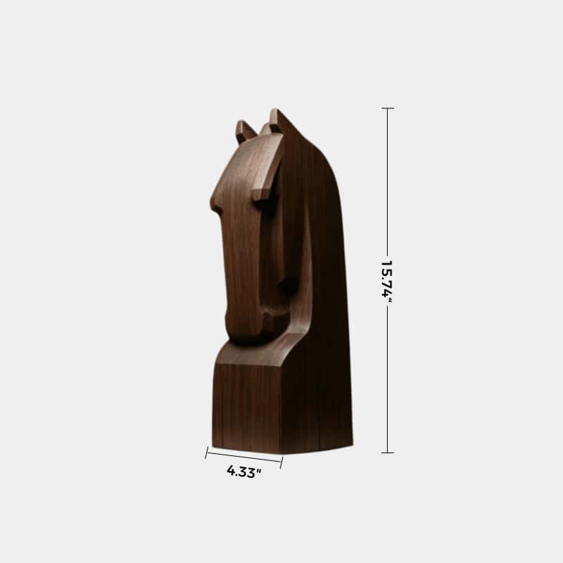 Hand Carved Minimalist Wood Horse Statue Unique Gift Animal Wooden Sculptures