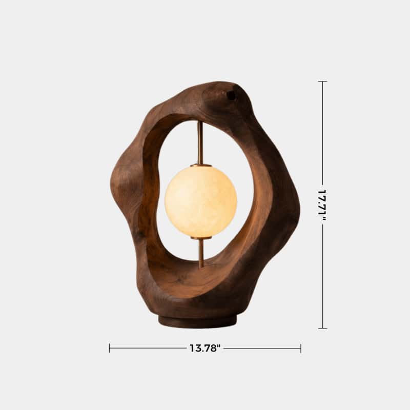 Biomorphic Wood Loop Table Lamp | Abstract Fluid Halo Desk Light For Space Decor