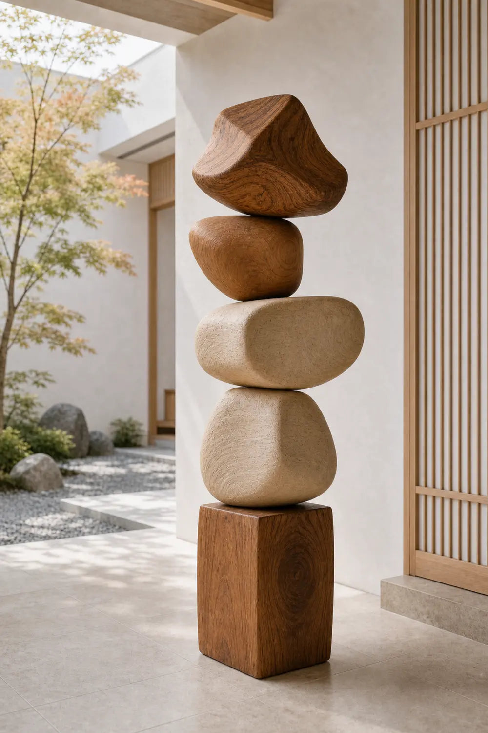 Large Hand-Carved Wooden Sculpture For Modern Living Room Decor Abstract Minimalist Art