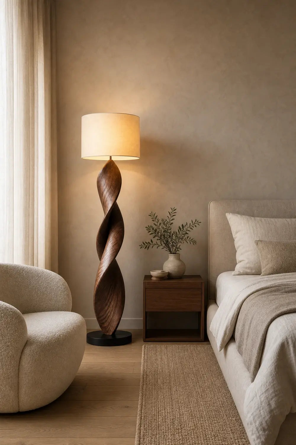 Flowing Ribbon Wood Floor Lamp | Modern Standing Decor Light For Home Space