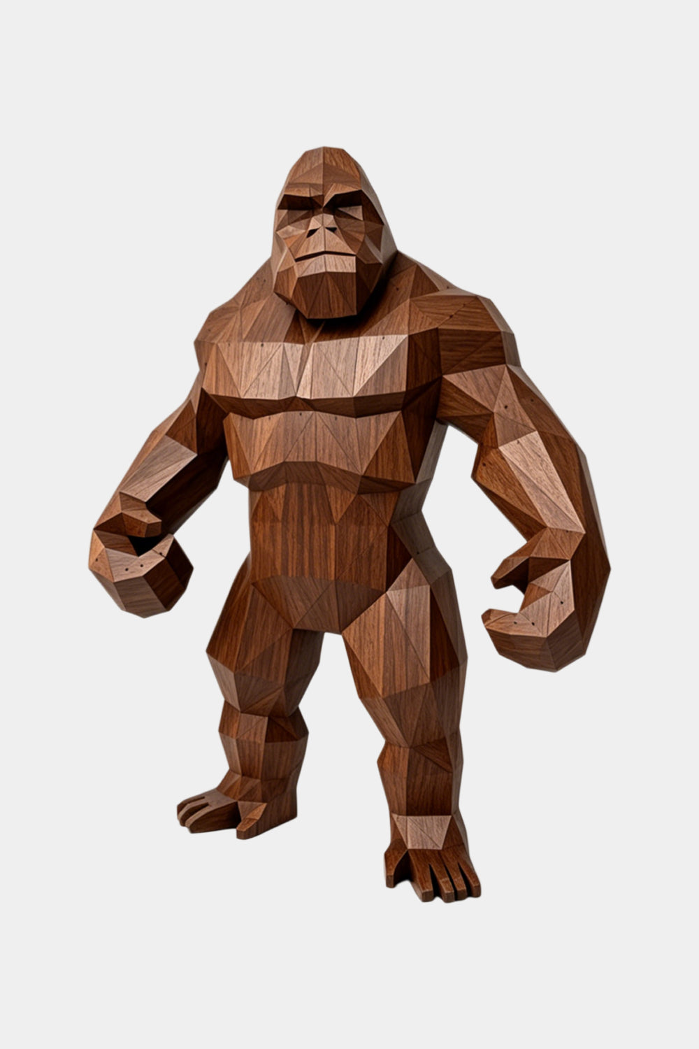 Hand Carved Wooden Gorilla Sculpture Modern Geometric Animal Decor For Living Room