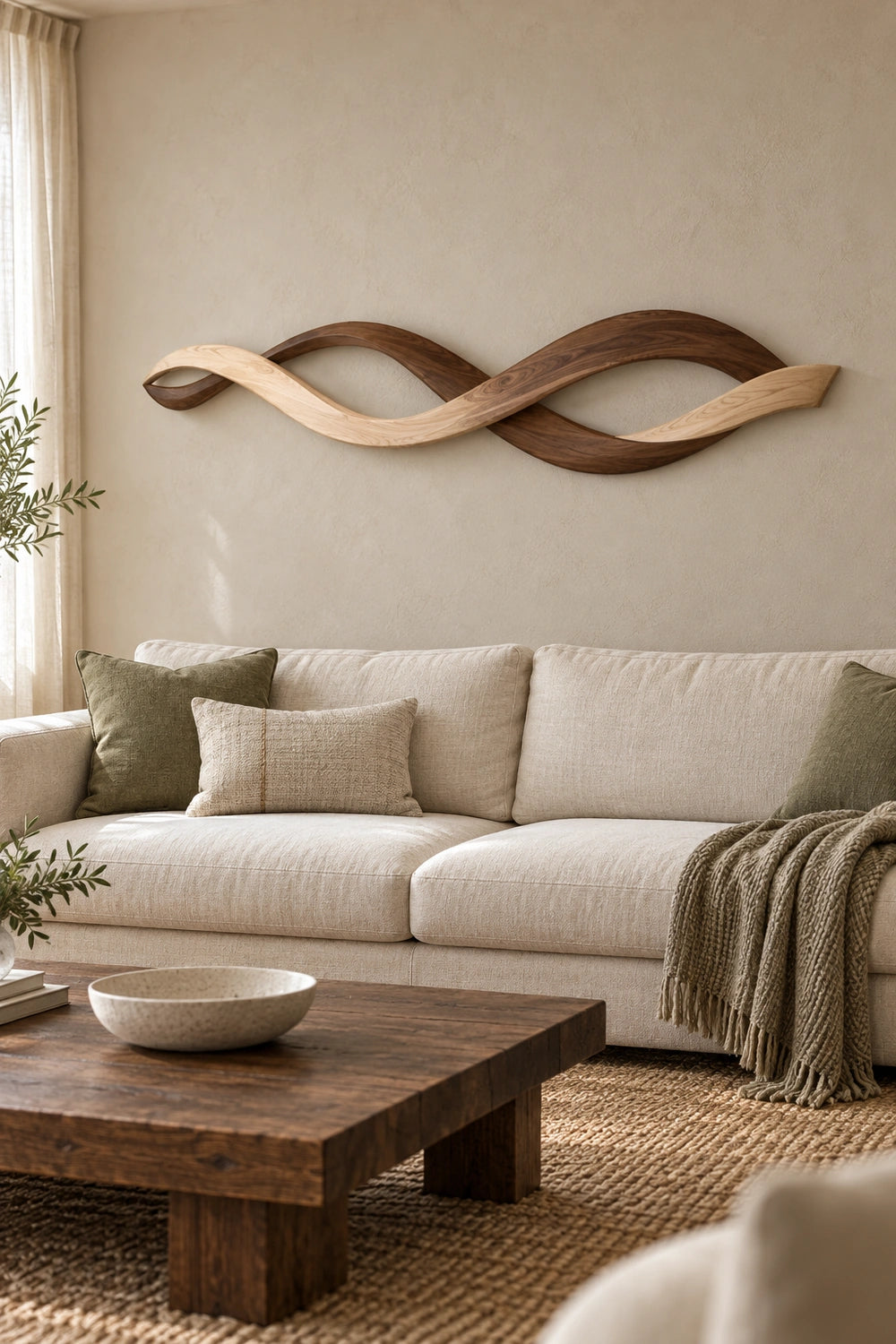 Modern Abstract Wooden Wall Art Sculpture For Contemporary Home Decor