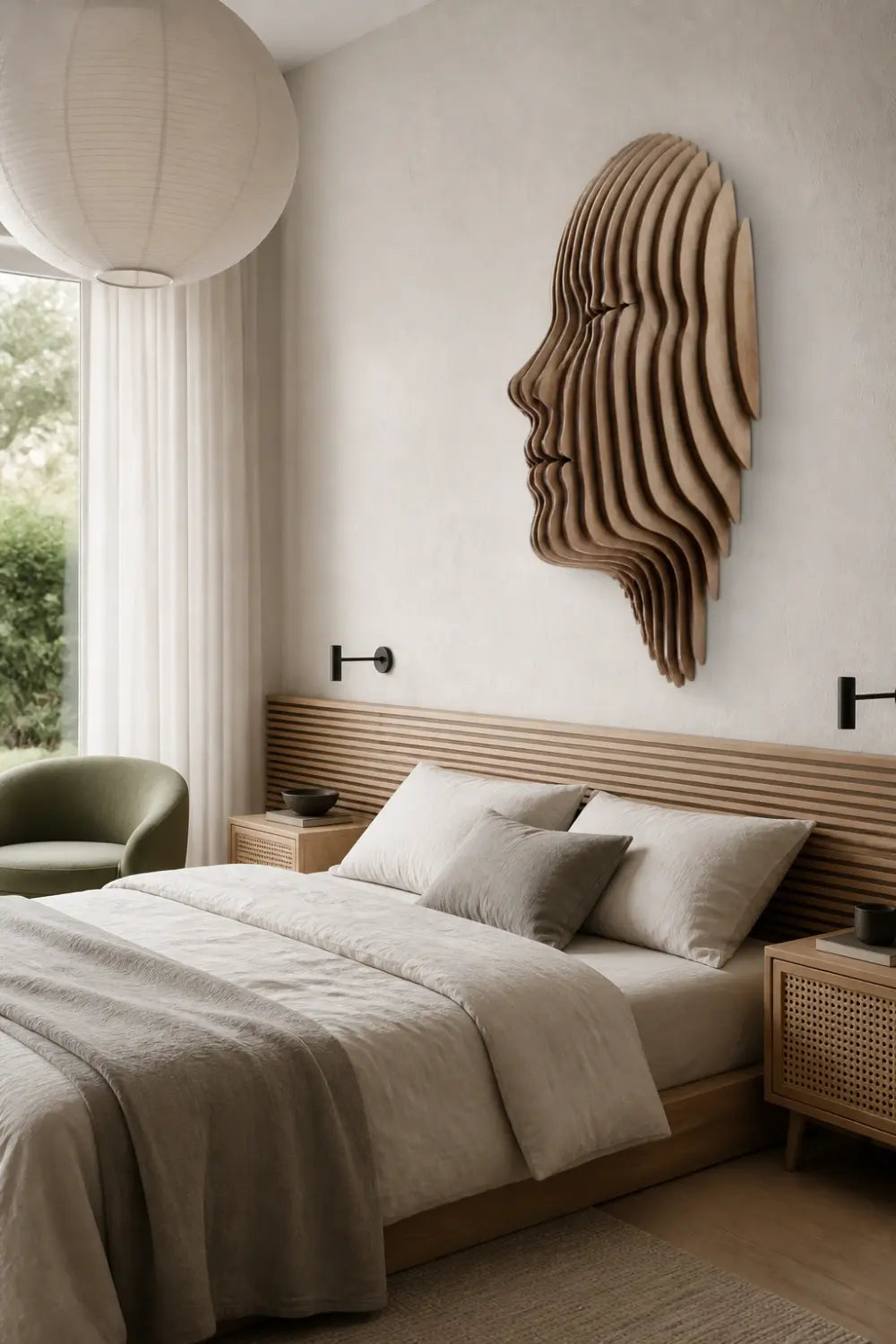 Parametric Sliced Wooden Face Wall Art | 3D Layered Profile Relief Decor