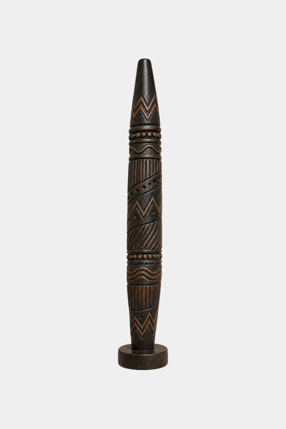 Large Freestanding Abstract Wooden Statue Ethnic Art Decor Tall Chevron Pillar For Living Space