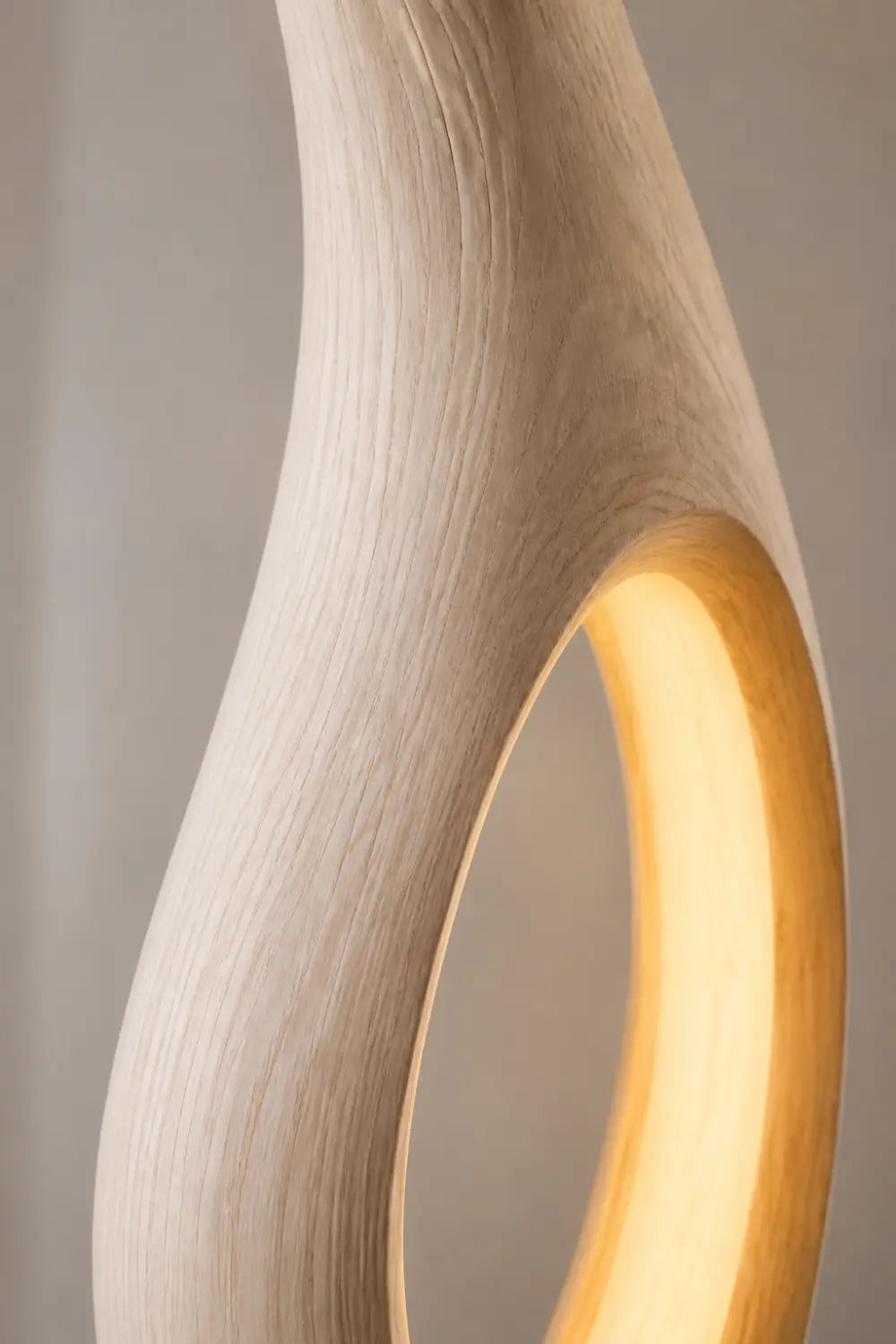 Modern Abstract Floor Lamp Hand-Carved From Solid Natural Wood For Living Room Decor