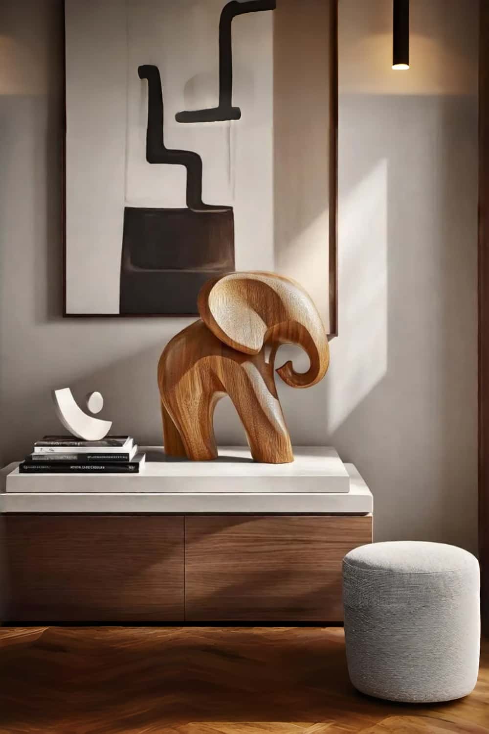 Wooden Elephant Sculpture Handmade Symbol Wisdom Luck Harmony Gift Decor