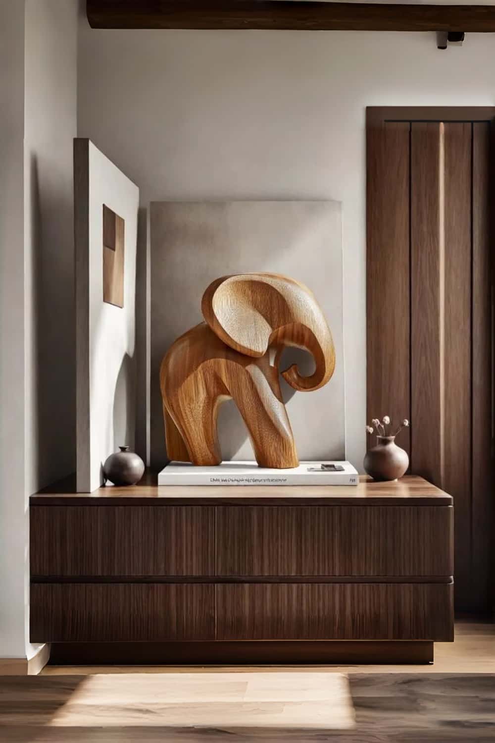 Wooden Elephant Sculpture Handmade Symbol Wisdom Luck Harmony Gift Decor
