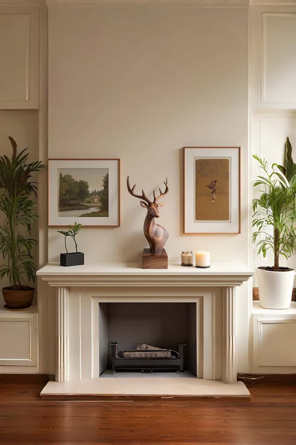 Wooden Deer Sculpture Modern Minimalist Nature Inspired Home Art Decor